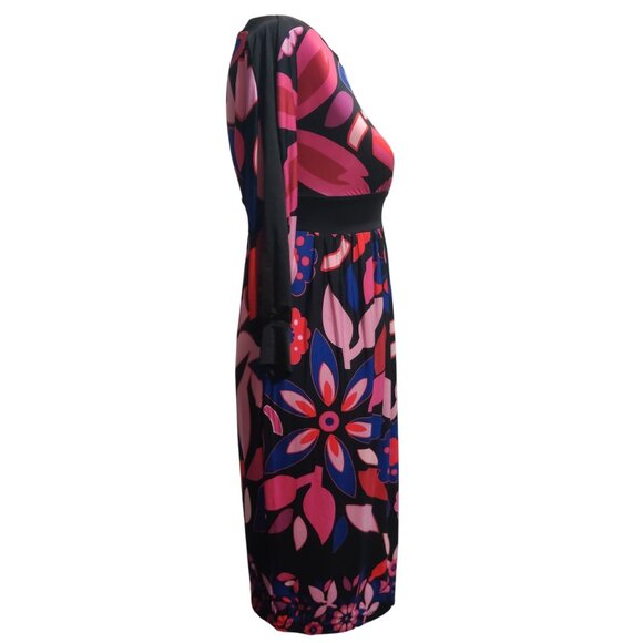 Olian S Floral Print Midi Dress Maternity Long Sleeve Made in USA Retro Colors - Picture 3 of 9